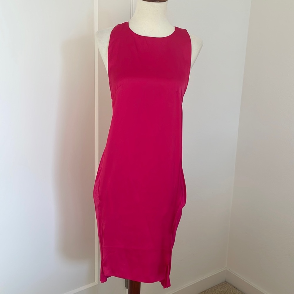 Fuchsia Sleeveless Dress with Pockets